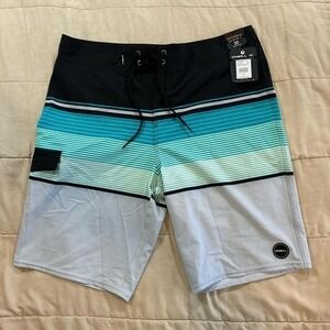 Blue and white O'Neill board shorts size 33 stretch NWT